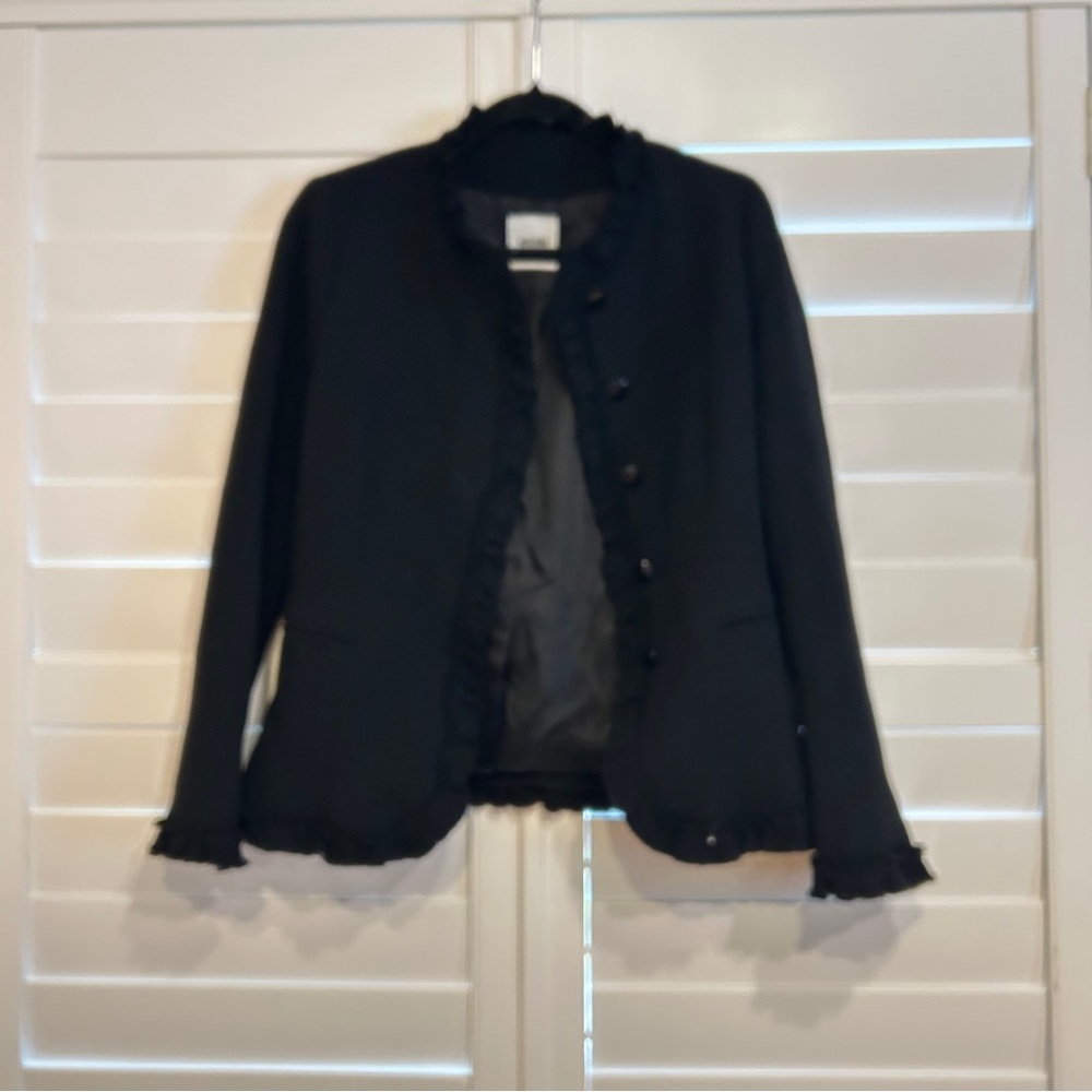 Moschino Fringe Ruffle Detailed Blazer Black 38 IT 2US